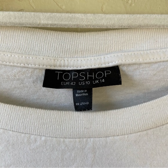 TOPSHOP White Boxy Lace Trim Mid sleeve crop Top Size 10 - Picture 4 of 8